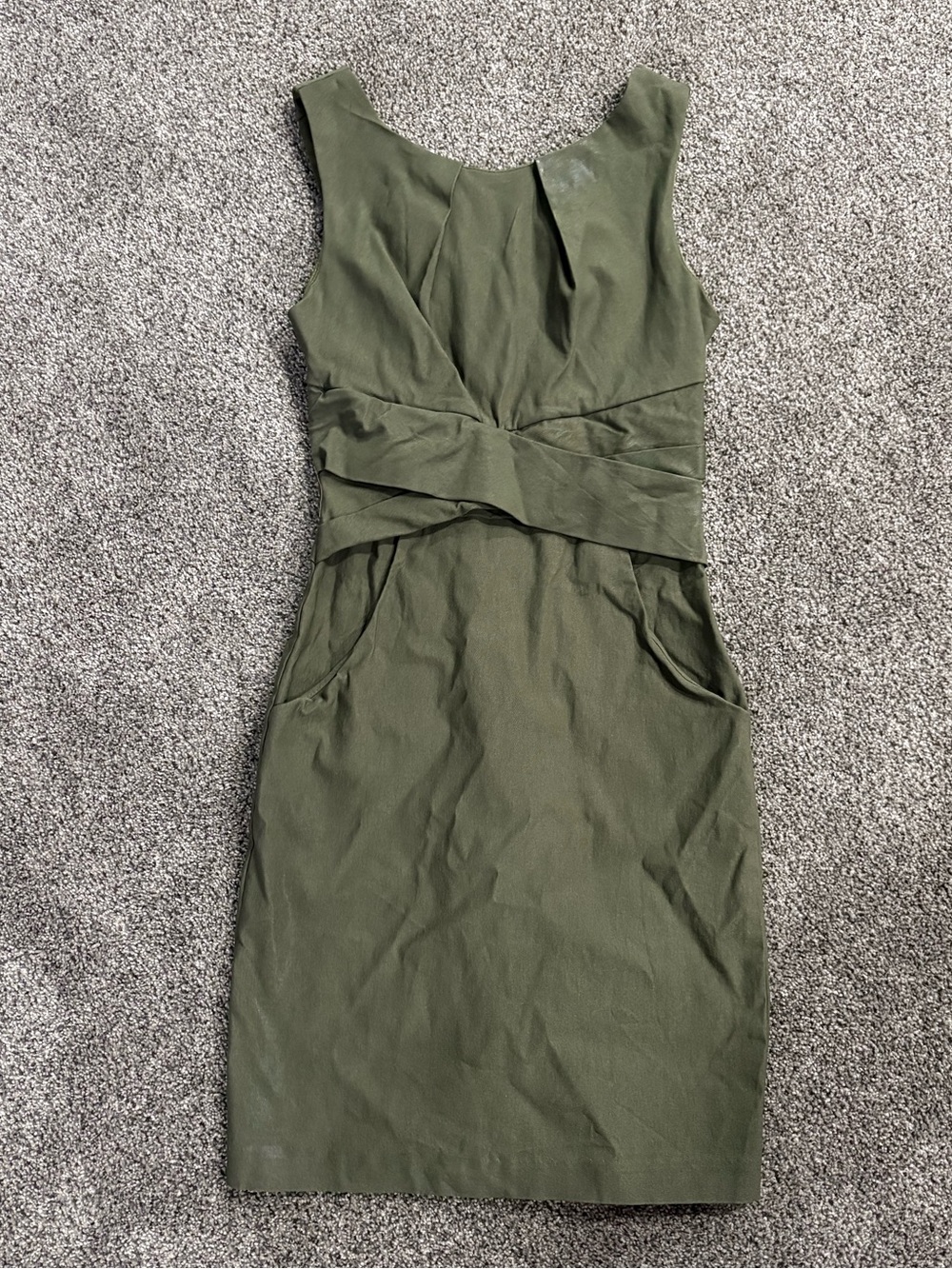 Teeze Me Olive Green Sleeveless Twist-Waist Sheath Dress